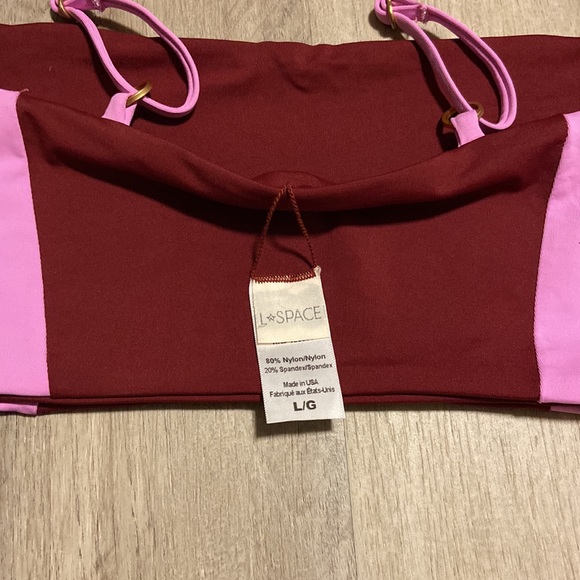 L*Space Rebel Heart Colorblock Bikini Top L - Picture 7 of 8